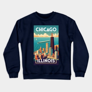 A Vintage Travel Art of Chicago - Illinois - US Crewneck Sweatshirt